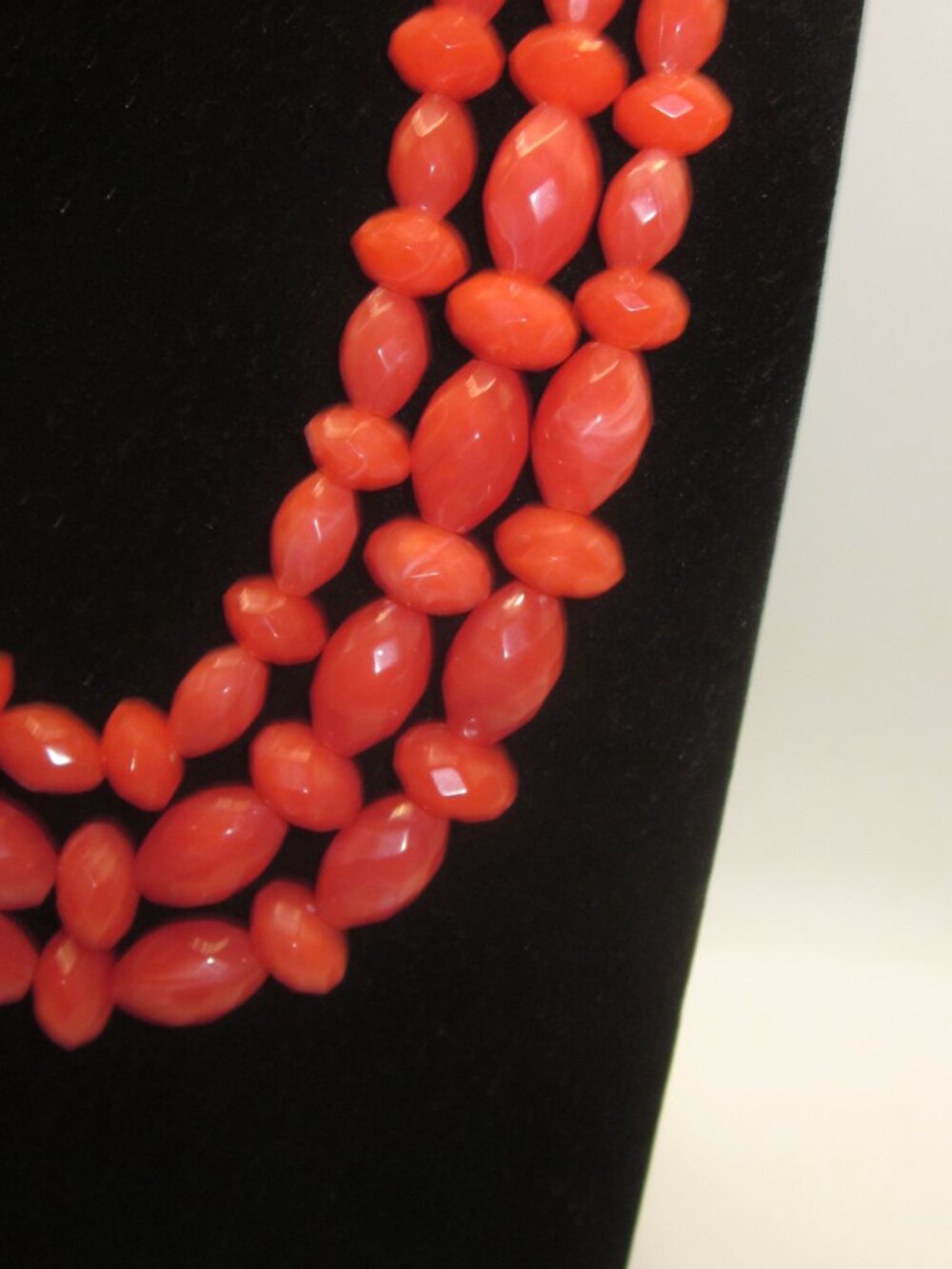 Multi Strand Acrylic Necklace Deep Melon Color - Picture 2 of 3